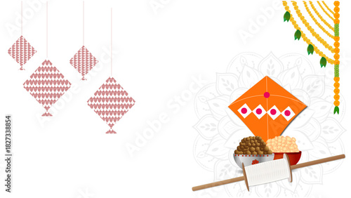 Makar Sankranti Festival Indian Kite Flying Banner Design | Pongal Uttarayan Lohri Happy Wishes Template