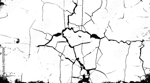 Cracks background, cracks texture, grunge background. Crack Texture. The cracks concrete texture white and black. Cracked earth. Structure of cracking. Vector 
