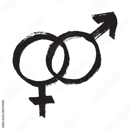Hand drawn heterosexual gender identity sign Symbol used to represent sex and gender