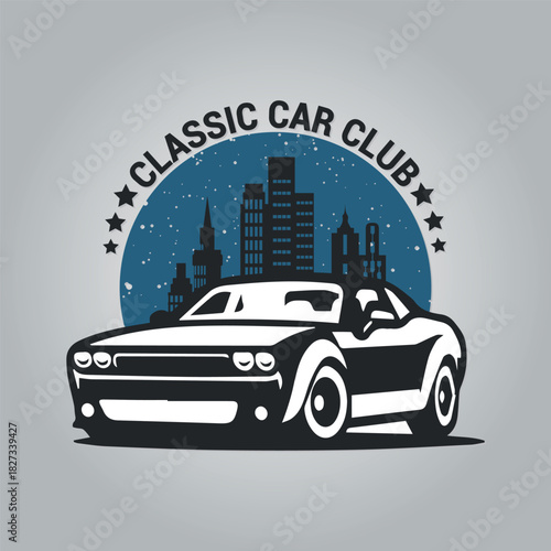 Retro Custom Motorcycles Emblem with Handlebars