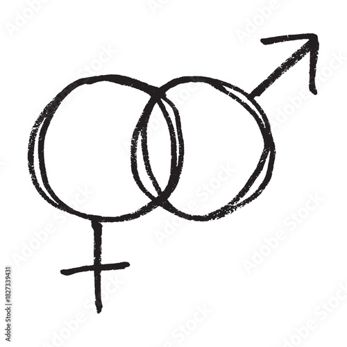 Hand drawn heterosexual gender identity sign Symbol used to represent sex and gender