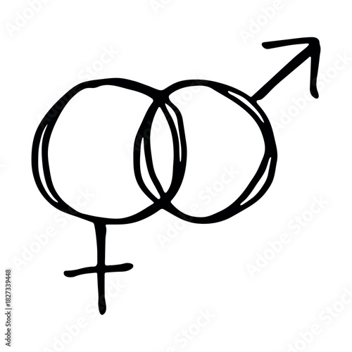 Hand drawn heterosexual gender identity sign Symbol used to represent sex and gender