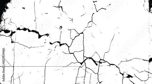 Cracks background, cracks texture, grunge background. Cracks in a wall background. Crack Texture. The cracks concrete texture white and black. Cracked earth. Structure of cracking. Vector design.