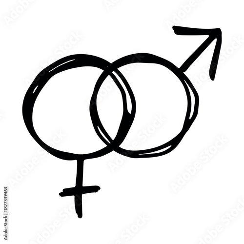 Hand drawn heterosexual gender identity sign Symbol used to represent sex and gender