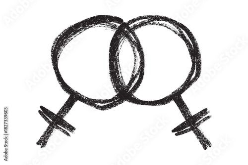 Hand drawn lesbian identity sign Symbol used to represent sex and gender