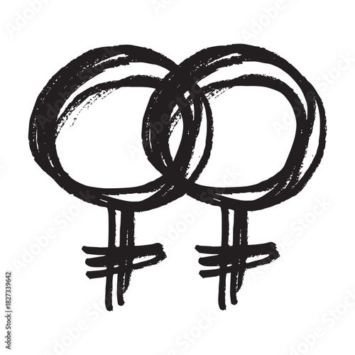 Hand drawn lesbian identity sign Symbol used to represent sex and gender