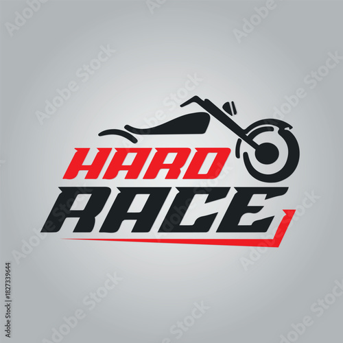 Hard Race Motorcycle Emblem T- shirt Design Template
