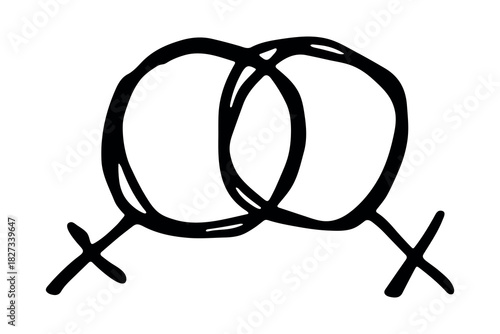 Hand drawn lesbian identity sign Symbol used to represent sex and gender