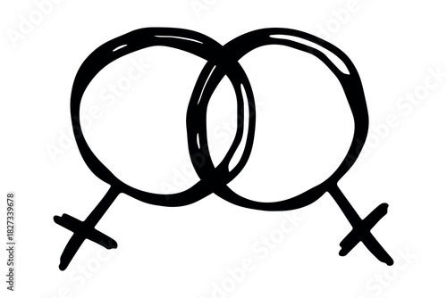 Hand drawn lesbian identity sign Symbol used to represent sex and gender