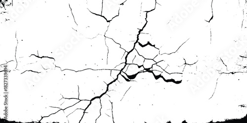 Cracks on the concrete wall. Broken and grated urban street wall construction
