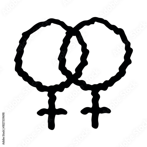Hand drawn lesbian identity sign Symbol used to represent sex and gender