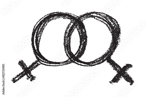 Hand drawn lesbian identity sign Symbol used to represent sex and gender