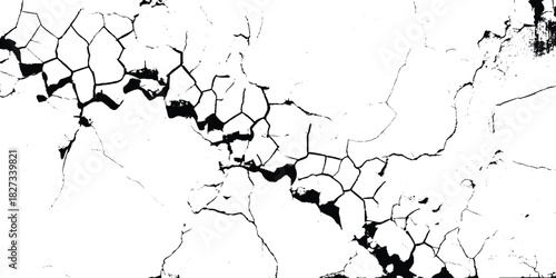 Cracks on the concrete wall. Cracks isolated on white background. Texture for overlay.  Wall Background. For designers to apply texture. 