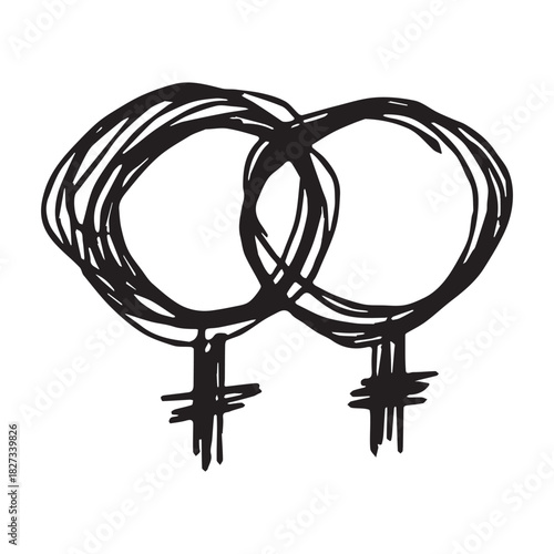Hand drawn lesbian identity sign Symbol used to represent sex and gender