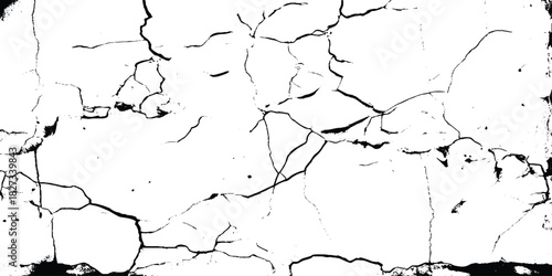 Cracks on the concrete wall. Cracks isolated on white background. Texture for overlay.  Wall Background. For designers to apply texture. 
