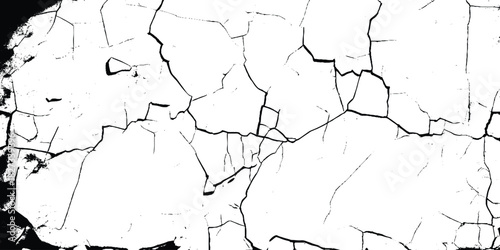 Black and white texture of cracks, stains and old surface. Grunge black and white vintage. Abstract texture for design. Black and white Grunge Texture with cracks. 