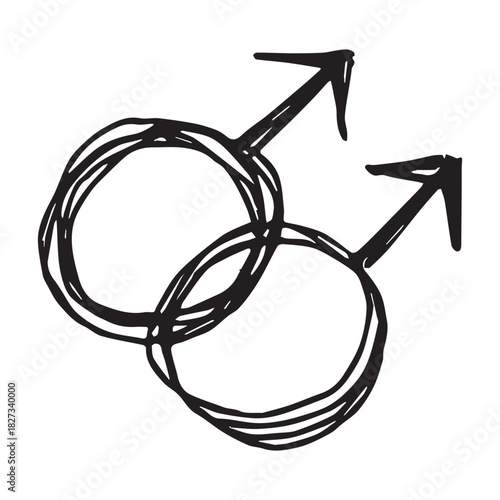 Hand drawn homosexual identity sign Symbol used to represent sex and gender