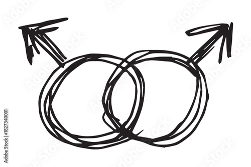 Hand drawn homosexual identity sign Symbol used to represent sex and gender