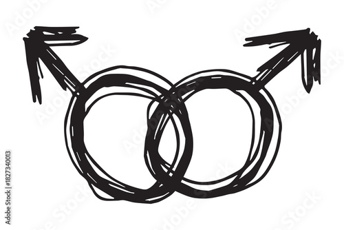 Hand drawn homosexual identity sign Symbol used to represent sex and gender