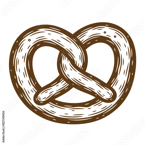 Hand drawn sketch vintage pretzel illustration isolated on a white background for design