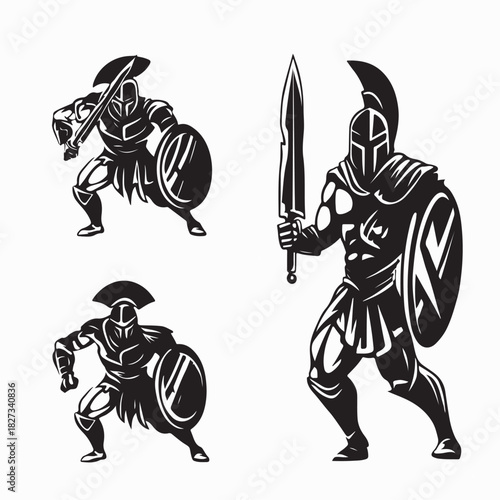 Gladiators and weapons illustration set image Vector Isolated on white Background