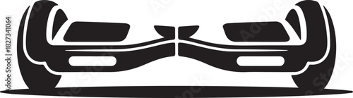 A clean, minimalist silhouette of a hoverboard presented as an isolated object on a transparent background, perfect for modern designs.