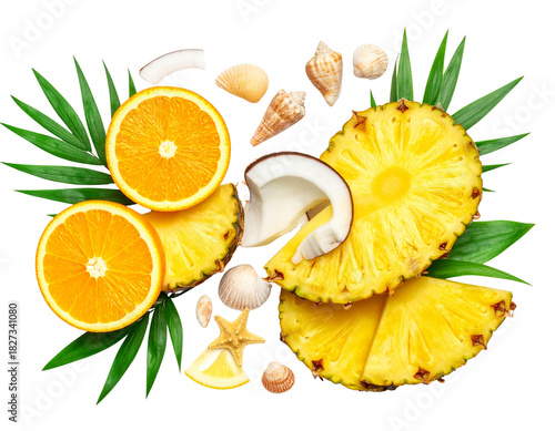 Tropical Pineapple Wellness Flat Lay with Summer Elements