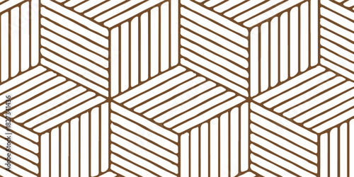 Geometric Cube Pattern With Striped Faces For Modern Interior Design And Backgrounds.vector illustration eps10
