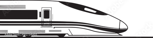 A clean, minimalist vector design featuring the front section of a bullet train. This isolated object is on a transparent background.