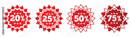Set of special offer labels in red isolated on white background. Vector illustration