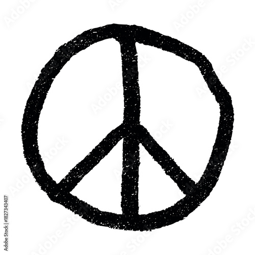 Hand drawn peace sign No war symbol Hippie clipart in doodle style Single element for print, web, design, decor