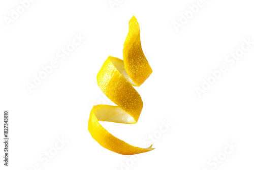 Citrus Peel Ribbon Twisting Gracefully in Mid-Air