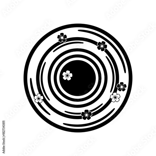 World Wetlands Water Waves Circular ripples with small flower pattern top down view