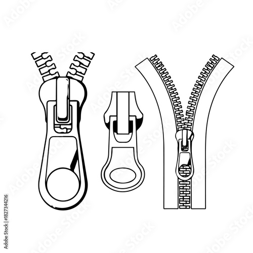 Set of zipper vector icons set.