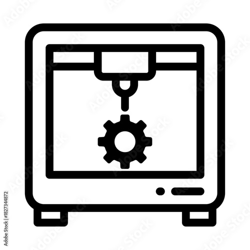 Print Gear Line Icon of 3D Printing (Industrial) Icon Set