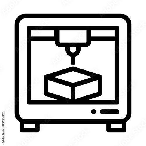 Print Model Line Icon of 3D Printing (Industrial) Icon Set