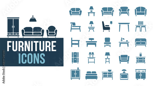 A Versatile Collection of Realistic Vector Furniture Icons for Interior Design and Home Decor Projects