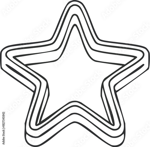 A classic five-pointed star outline rendered in a simple, stylized graphic with a clean, monochromatic design, perfect for decorative or symbolic purposes