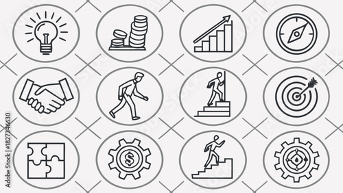 Business Development, Success, and Planning Icons Collection