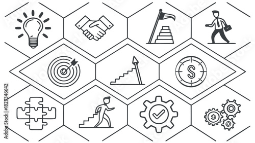 Business Development, Success, and Planning Icons Collection