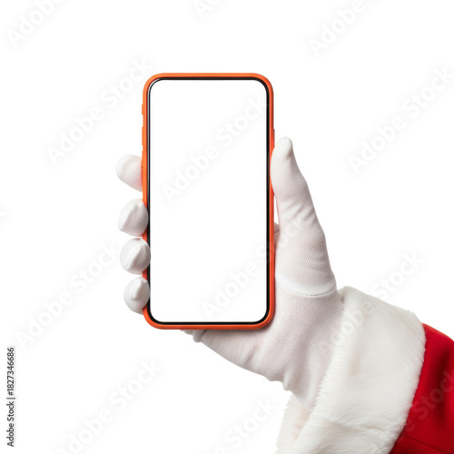 santa hand holding smart phone