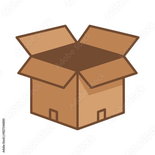 Open empty cardboard box shipping delivery packaging mail icon
