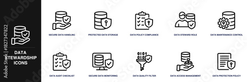 Data Stewardship Line Icon Set