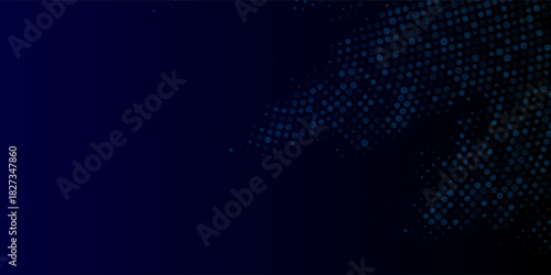 High speed dot moving technology concept. stripes halftone with blue light. speed movement pattern and motion blur over dark blue background. Vector Illustration.
