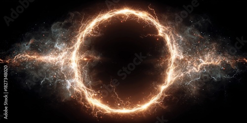 Gold lightning magic circle PNG