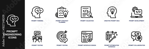 Prompt Engineering Line Icon Set
