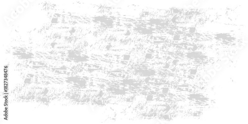 Halftone wavy grunge background. Faded grain gritty textured wallpaper. Black and white comic noise grit surface. Pixelated speckles, dots and particles overlay. 