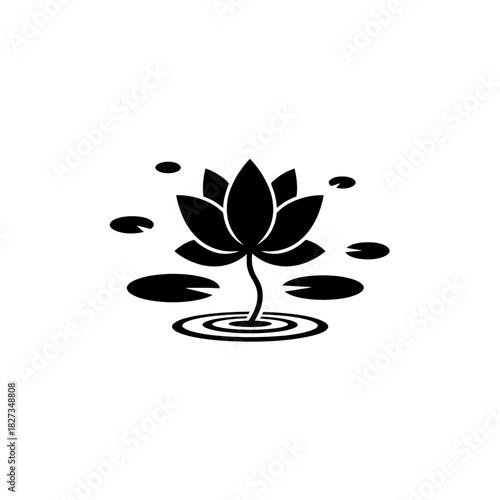 World Wetlands Lotus flower and leaves abstract design element in teal tones