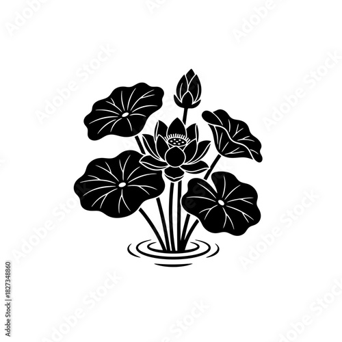 World Wetlands Lotus cluster with lily pads in flat style vector