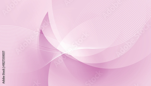 Abstract pink gradient background. Flowing white lines. Contemporary wave design. Soft color palette.